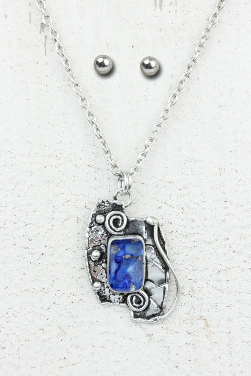 SAS017 Abstract Blue Pendant Set Trisha Waldron Designs