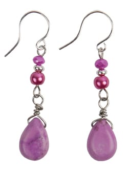 Purple Kiwi Jasper Silver Mandala Earrings