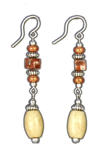 AE315 - Down To Earth Jasper and Bone Earrings